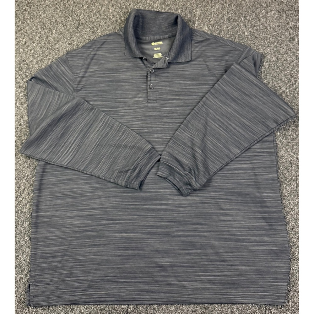 Haggar Mens XL Long Sleeve Polo Shirt Gray Space Dye Performance Golf Top